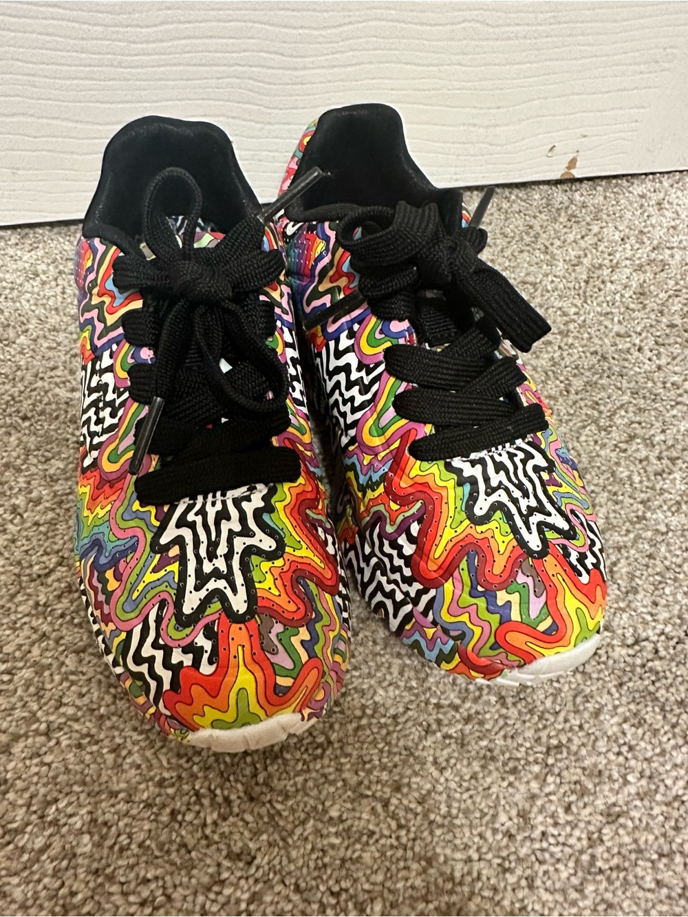 SKETCHERS - Kids Multicolor Vibrant Pattern Athletic Shoes - Black Laces